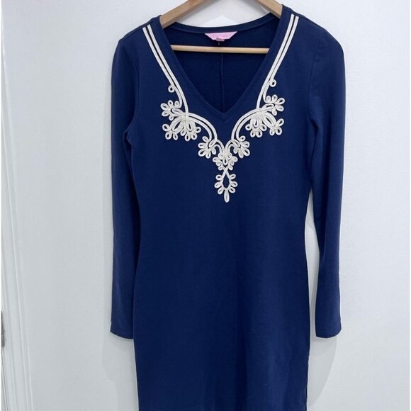 Lilly Pulitzer navy long sleeve dress with embroider size small - Picture 12 of 12